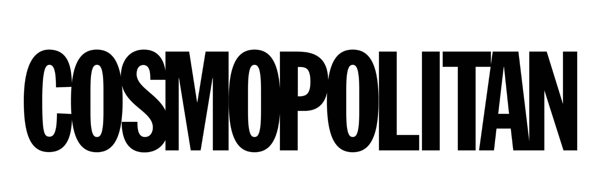 Cosmopolitan magazine logotype, bold black all-caps word COSMOPOLITAN