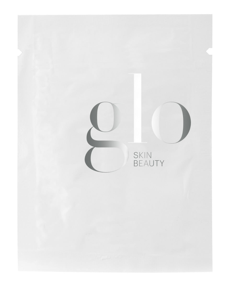 White sample sachet with glo logo and SKIN BEAUTY text