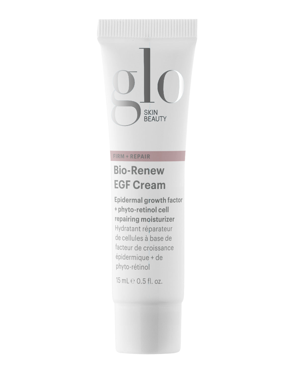 Front view of Bio-Renew EGF Cream travel-size 15 mL tube showcasing Firm and Repair label on white background