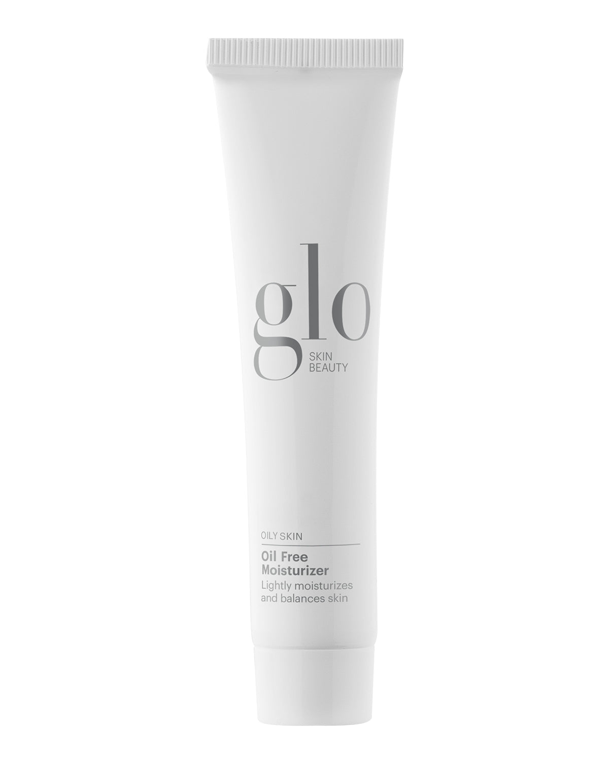 Front view of travel-size Oil-Free Moisturizer tube showing Glo Skin Beauty logo and product label on white background
