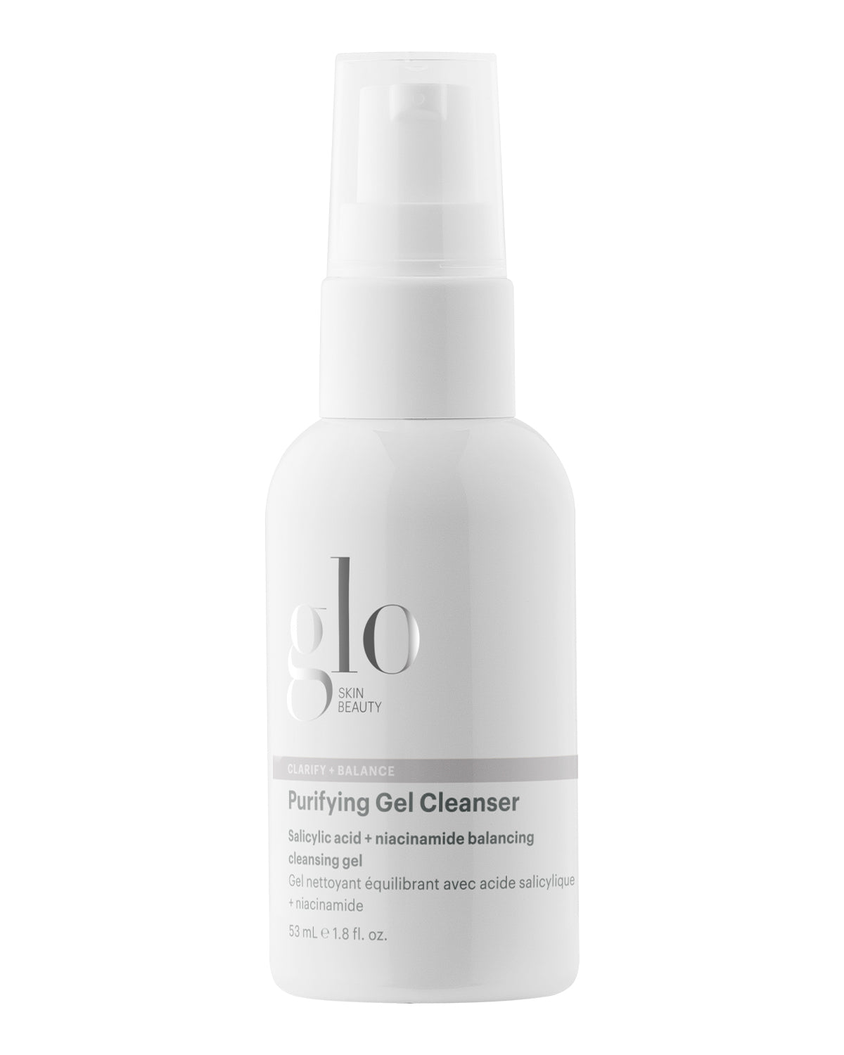 glo Skin Beauty Purifying Gel Cleanser — Salicylic acid + niacinamide, travel-size pump bottle, 53 mL (1.8 fl. oz.)