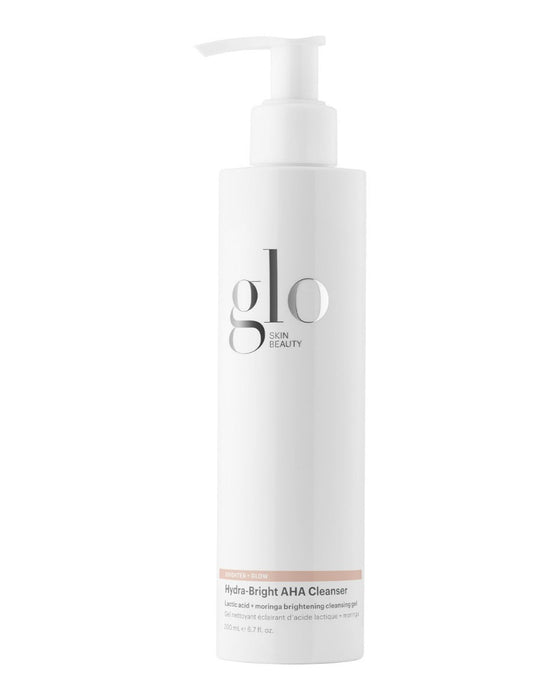 glo SKIN BEAUTY Hydra-Bright AHA Cleanser — lactic acid + moringa brightening cleansing gel, 200 mL 6.7 fl. oz.
